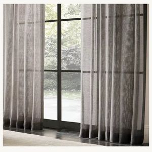 Restoration Hardware Fog 108x 50 Linen Curtains Drapes 3 remaining panels
